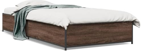 Xichuzi Bettgestell Braun Eichen-Optik 90x190 cm Holzwerkstoff Metall, Bett, Jugendbett, Schlafzimmer Bett, Bed Frame - 845120