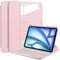 Compatible con iPad Air 13 pulgadas M3 2025/Air 13 pulgadas M2 2024 desmontable teclado inalámbrico S Pen Holde Caso, soporte giratorio de 360 grados Folio Flip Funda translúcida de TPU suave, reposo