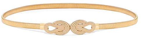 LEACOOLKEY Donne Metallo Cintura sottile per abito Oro Cintura elastica in vita sottile Cintura per abito elastica