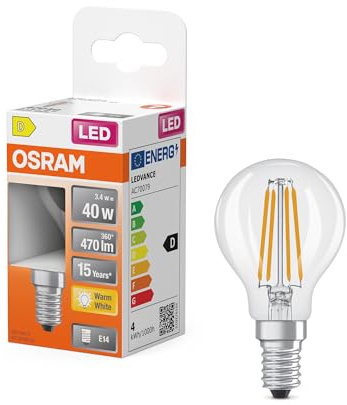 Osram LED Star Classic P 40 Filament 2700 K 3,4 W 470 lm | LED Star Classic P 40 Filament, LED Lamps, klar, 45 mm dia, 15000 h, 1-Pack