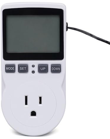 Thermostat Outlet Socket Digital Temperature Controller with 1.7m Sensor Heating Cooling Thermostat 230V 16A Timer Switch Plug for Greenhouse Reptile Terrarium Home