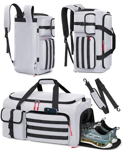 RAINSMORE 3 en 1 Sac de Sport Homme Sacs de Voyage Sac de Weekend Cabine Bagage Sac à Dos 45L avec Compartiments Chaussures et Ordinateur Portable