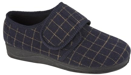 footloose.shoes Diabetic Orthopedic Men's Easy Close Wide-Fitting Touch Close Bar-strap Shoe Slippers Sizes 6-14 (Check Extra Wide, 12 UK, UK Footwear Size System, Adult, Men, Numeric, X-Wide, 12)