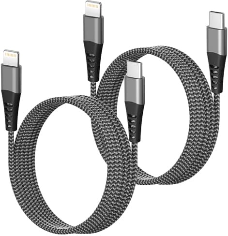 USB C to Lightning Cable 2M 2Pack,[Apple MFi Certified] Phone Charger Cable USB C to Lightning Fast Charging Nylon Braid lightning Charger Lead Wire for Phone 14 13 12 11 Pro Max X XR XS 8 Plus,iPad