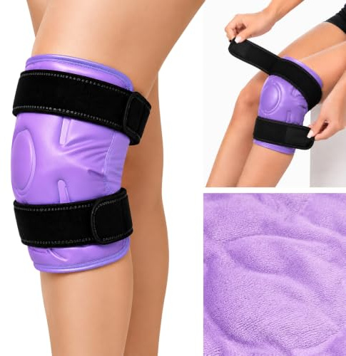 SilverChry Borsa Ghiaccio Ginocchio, Fascia Ghiaccio per Ginocchio, Ginocchiera Ghiaccio Gel Riutilizzabile con Cinghie, Knee Ice Pack Wrap, Benda per Impacchi Caldi e Freddi, 35 x 24 cm (Viola)