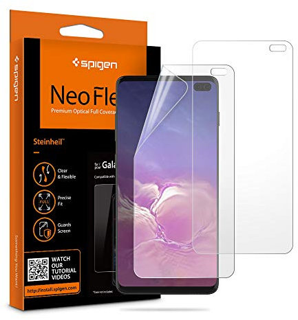 Spigen NeoFlex Schutzfolie kompatibel mit Samsung Galaxy S10 Plus, 2 Stück, Kratzfest, PET Film, Wasserinstallation Folie