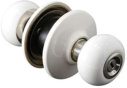 NUZAMAS Serrure de porte en céramique, serrure de porte à clé, boutons de porte intérieure et extérieure, chambre à coucher, cuisine, salle de bain, buanderie – Blanc