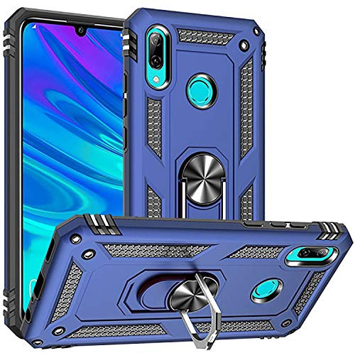 Fetrim Hülle Kompatibel für Huawei P Smart 2019, doppellagig stoßfest Schutzhülle mit Drehring Ständer für Huawei P Smart 2019/Honor 10 Lite Navy blau