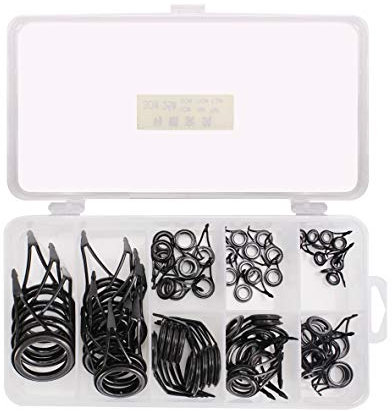 VOANZO 75-teiliges Angelruten-Reparaturset, Rutenspitzen-Reparaturset, Spinnguss, Angelrutenführungen, Ersatz-Set, Stahl-Keramikring, Angelruten-Reparatur-Set