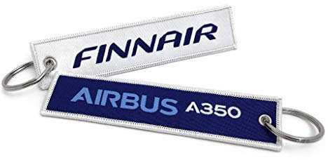 Finnair Airbus A350 gewebter Schlüsselanhänger, blau
