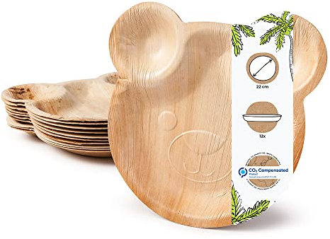 GREENBOX Palmware Lot de 12 assiettes jetables en feuille de palmier 22 x 24 cm