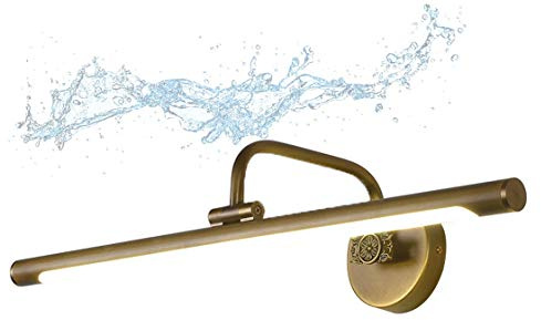 LANMOU LED Bad Spiegellampe Wand Vintage Verstellbar Messing Wandlampe Antik Spiegelleuchte LED Rustikal für Landhaus Schlafzimmer Wohnzimmer Badezimmer, Neutralweiß 4000K,Messing,12W/58CM