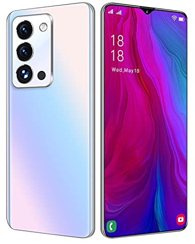 HJFGIRL Rino7 Pro Mobile Phone, SIM-Free Smartphone, 128GB ROM 4GB RAM, Android 10 4G Phone Unlocked, Triple Rear Camera, 6800mAh Battery, 7.0 inch Screen, Face ID, Fingerprint GPS,White-UK