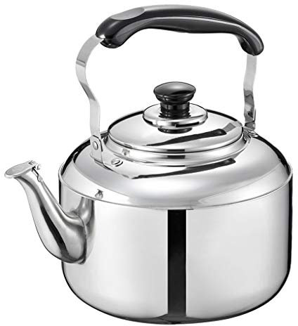 Kettle Polished Mirror Finish Stainless Steel Whistling Teakettle 5 Liter Stovetop Tea Kettle Teapot Gas Compatible Kettle With Comfortable Handle Kitchen, field