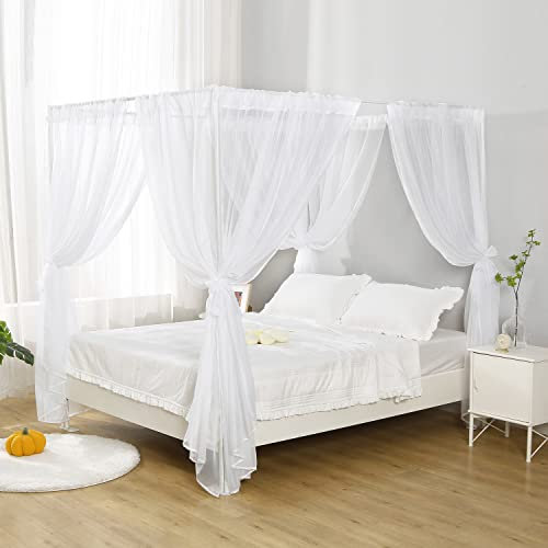 WANFASO Weißer Betthimmel Betthimmel für Doppelbett, weicher Betthimmel Schal für Mädchen Erwachsene (Doppelbett, Weiß)