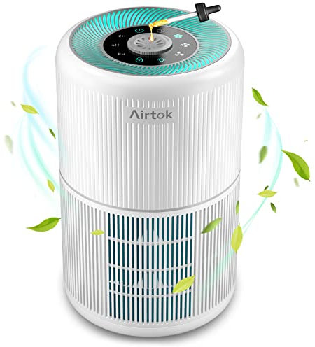 AIRTOK Air Purifiers, Air Purifier for Bedroom Home with Aromatherapy Sponge, 4-Stage Air Filter Removes 99.97% of Dust, Pollen and Ultrafine Particles, H13 HEPA Air Purifiers with Timer, Night Light