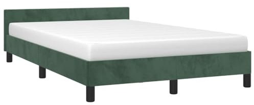 vidaXL Bettgestell mit Kopfteil, Bettrahmen mit Lattenrost, Bett Polsterbett mit Stützbeinen, Schlafzimmerbett Doppelbett, Dunkelgrün 120x200cm Samt