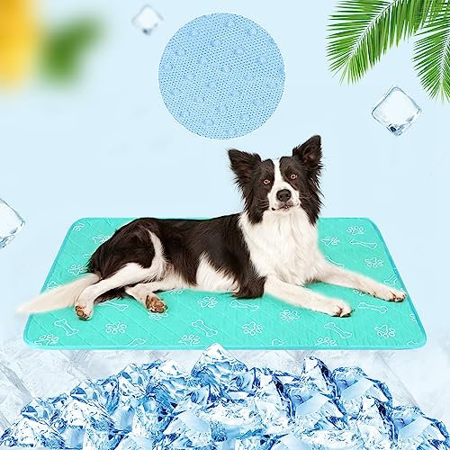 BEAUTYZOO Dog Cooling Mat Large 58x88cm, Dog Self Cooling Pad Durable Pet Cool Mat(Q-Max>0.5), Summer Washable Non-Slip Cat Mat Ice Silk Chill Pads for Kennels, Crates and Beds, Non-Toxic