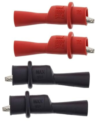 Lot de 4 pinces crocodiles pour multimètre, pinces de test de sécurité isolées banane, pinces crocodiles pour multimètre et pince de test