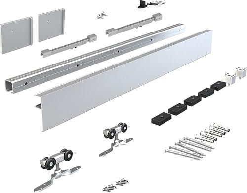 JUBEST 4FT Sliding Barn Door Hardware Kit, Aluminium Alloy Box Rail Hidden Sliding Door Hardware, Low Clearance Barn Door Track for Interior Single Wooden Door