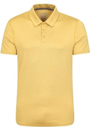 Mountain Warehouse Agra Striped Mens Polo Tshirt - UV Protection Tee, Sweat Wicking Top, Lightweight, Casual T-Shirt- for Spring Summer, Walking, Running & Sports Yellow L