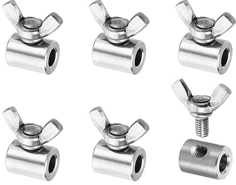 PATIKIL 6mm Trou Fil Corde Agrafes, 6pcs 304 Inox Acier Simple Trou Main Tordu Fil Pinces Attaches Vis pour Acier Fil, Argent