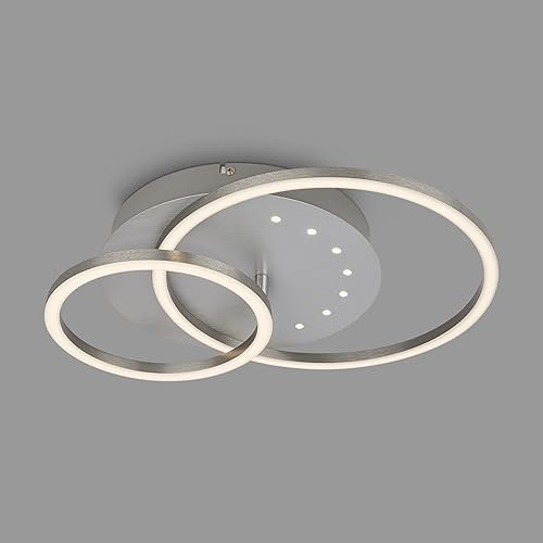 BRILONER - LED Deckenlampe mit kleinen LED-Dots, warmweißes Licht, Schwenkbare Deckenleuchte, LED Lampe Alufarbig, 24W Wohnzimmerlampe mit Speicherfunktion, 400x300x75 mm (LxBxH)