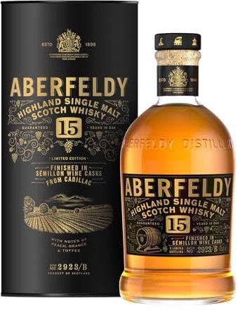 ABERFELDY 15 Jahre Single Malt Scotch Whisky, 700 ml / 70cl, 46% vol. – Bolgheri Red Wine Cask Finish – Limited Edition