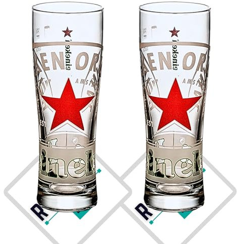 Roxley 2 x Heineken NUCLEATED Lager Beer X2 Half Pint Glass | 28cl Heineken Glasses