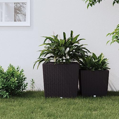 Higsose Jardinière et Intérieur Amovible Marron 37/64 L Rotin PP Jardiniere Balcon Jardiniere Interieur Jardinieres Exterieur Pot Haut Exterieur Jardiniere sur Pieds Jardiniere Haute