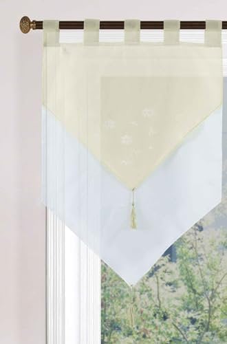 Gardinenbox Scheibengardine HxB 90x60 cm Creme »GERA« Zweilagig Voile Schlaufen Scheibenhänger Panneaux, 2023710