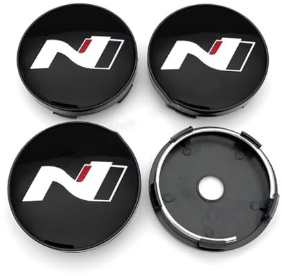 4 Stück 60mm Abzeichen Radnabenkappen Radnaben-Zierkappen für Hyundai NLine Sonata Tucson Azera Elantra Veloster Kona Anti Rost Autoteile dekorative Accessoires Nabendeckel Felgen Kappen