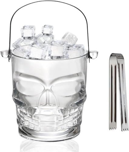 Oceano Bicchieri Teschio Vetro Birra Boccale Shot Chupito Tazza Whisky Vodka Amaro Vino Birra Rum Liquori idea regalo compleanno festa del papà halloween bar pub skull cranio (SECCHIELLO)
