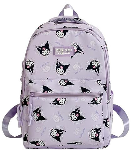 Roffatide Cartoon Kuromi All Over Print Casual Rucksack Laptop Rucksack Reise Wandern Rucksack Daypack Lila