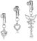 3 Pièces Faux Piercing Nombril en Acier Inoxydable - Papillon et Cœur - Acier Chirurgical