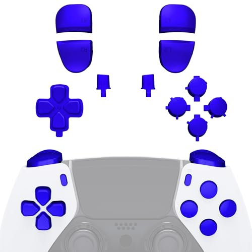 eXtremeRate Boutons de Remplacement pour ps5 Edge Manette, D-Pad Share Options Home Face Boutons R1 L1 R2 L2 Triggers Compatible avec ps5 Edge Controller, Chromé Bleu