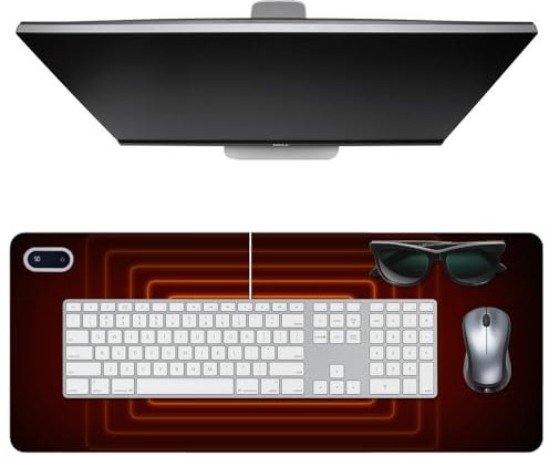 Hojalis Tapis de Souris Chauffant, Tapis de Souris Chauffant Intelligent, Tapis de Bureau Chauffant avec Niveaux de Chauffage de 30 à 60 °C, Arrêt Automatique de 4 Heures, pour Bureau (Noir)