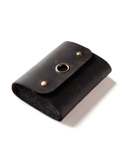 Crazy Horse Craft, Leather Travel Bag, Cable Organiser, Carbon Black, Small Pouch for Laptop Mouse, Phone Charger, Electronic Accessories, Holiday Essentials, Cord Case, Cosmetics, Makeup Kit Holder