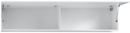 möbelando Klapphängeschrank >Benevent< moderner Klapphängeschrank, aus melaminharzbeschichteter Spanplatte, in Weiß Hochglanz, mit 1 Klappe, 2 Fächern - 180x40x30cm (BxHxT), Made in Italy