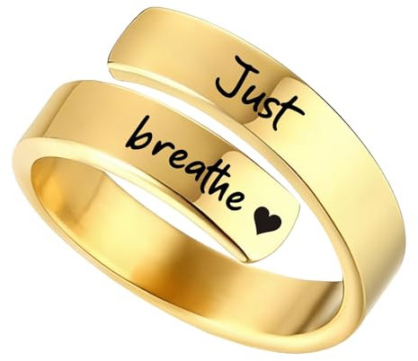 MeeQee 925 Silber Ring Für Damen Offen Verstellbar Inspirierende Ringe Stapelbar Spirale Gedreht Ring Schmuck Minimalistisch Ermutigungsgeschenk für Frauen (Gold)