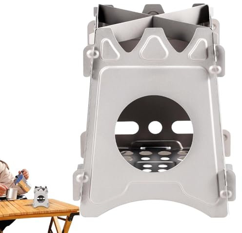 Duroecsain Hornillo de camping, estufa de mochila | Estufa de leña hirviendo de acero inoxidable - Estufa ligera y portátil para amantes de los deportes al aire libre para montañismo y senderismo
