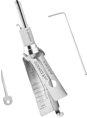 Schlüsseldecoder,Schlüsseldecoder Aus Edelstahl,Schlüssel Decoder Aus Edelstahl Mit Kleiner Schraubenschlüssel Und Kammwerkzeug,Mehrzweck-Wartung, 2-in-1 Schlosser-Werkzeug für Auto (Ss002)