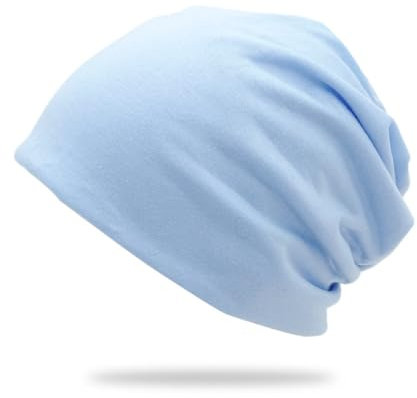 Slouchy Beanie Mütze,Dünne und Leichte Jersey Beanies,Chemo Kopfbedeckung Mützen,Unisex Winter Sommer Hüte,Laufmütze Elastisch Weich Jersey Mütze Hip-Hop Cap Pullover Hat für Herren Damen,Hellblau