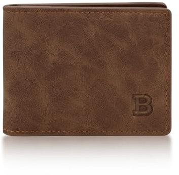 Energather Mens Wallets, Portefeuille Homme en Cuir PU avec Plusieurs Compartiments pour Hommes, Porte-Cartes Bifold Portable avec Fermeture Éclair pour Billets, Cartes de Crédit, Monnaie