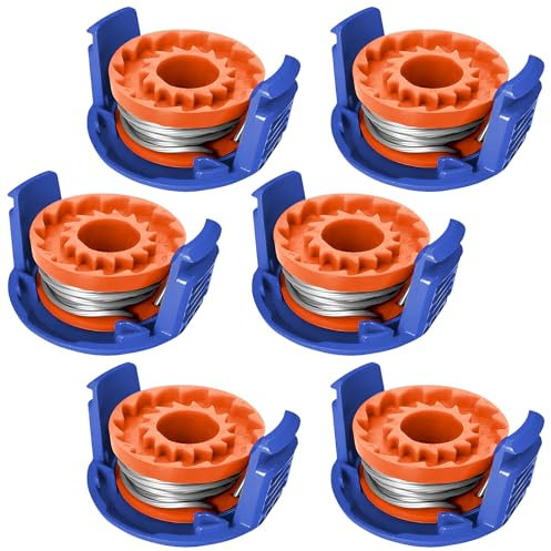 ELLECILA 6 Pack Strimmer Spool for Macallister, Trimmer Replacement Spool Line with Spool Cover, Strimmer Wire, Grass Trimmer Spool, Replacement Strimmer Line for Macallister Mac Allister MGTP18Li