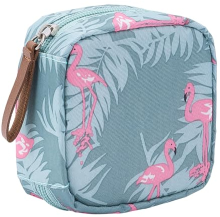 CREATCABIN Petite Trousse Maquillage Sac Main Pochettes Rangement Motif Flamant Rose Fermeture Éclair Décorative Sac Main Rouge Lèvres Sac Rangement pour Cosmétiques Pochettes Rangement 10x10x4.55cm