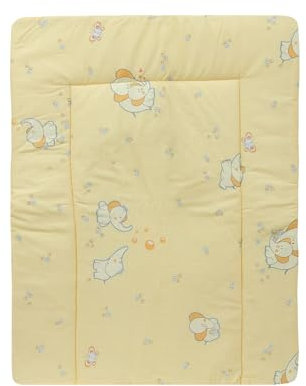 Baby Delux Wickelauflage Wickelunterlage 60x75 cm 75x70 cm weiche Wickeltischauflage Baumwolle wasserdicht waschbar (Elefant gelb, 60x75)