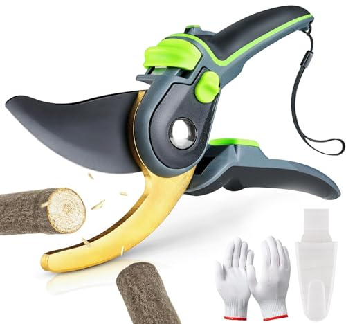 YSYONBOE Professionelle Gartenschere mit SK5-Stahlklinge, Pflanzenschere, Bypass Schere, max. Schneid-Durchmesser 35 mm, Heckenschere Gartenwerkzeug für Zweige, Hecken und Blumen
