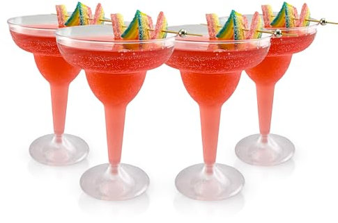 4-Pack Plastic Margarita Glasses (325ml) – Durable Cocktail Cups – Clear Cocktail Glasses for Margaritas, Daiquiris, and Martinis – Ideal for Parties, Weddings, BBQs & Outdoor Events