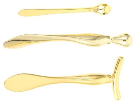 NIYANGLE 3 Stück Augencreme Spatel aus Zinklegierung Kosmetik Applikator für Augenpflege Gold für Persönliche und Professionelle Anwendung Handlich und Hygienisch